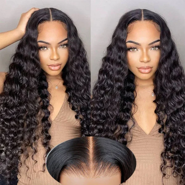 TRILL 6x5 Invisible Knots Glueless Loose Deep Wave Wigs Pre-cut Lace Natural Black Breathable Cap