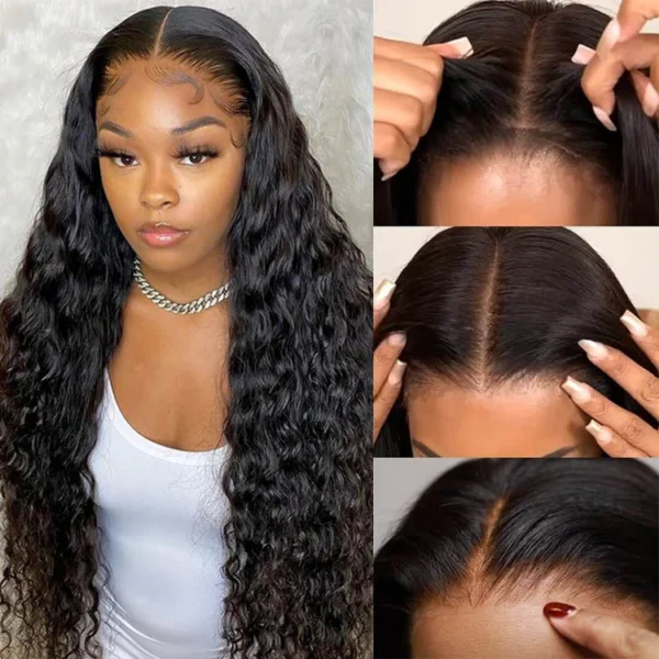 TRILL 6x5 Invisible Knots Glueless Loose Deep Wave Wigs Pre-cut Lace Natural Black Beginner Friendly