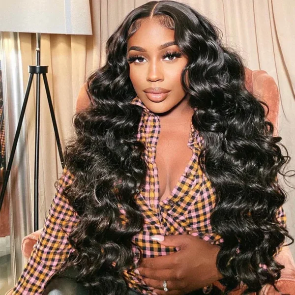 13x4 Lace Frontal TRILL  Loose Curly Invisible Knots Natural Black Breathable Cap
