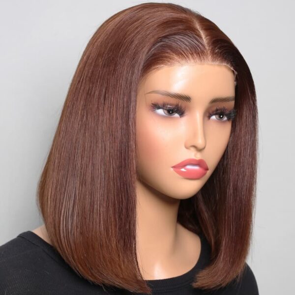 6x5 Invisible Knots Glueless Chocolate Brown Straight Bob Wigs Realistic Hairline Beginner Friendly