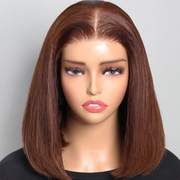 6x5 Invisible Knots Glueless Chocolate Brown Straight Bob Wigs Realistic Hairline Beginner Friendly