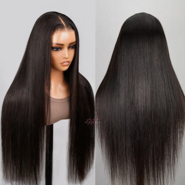 6x5 Invisible Knots TRILL Glueless Straight Wigs Pre-cut Lace Natural Black Breathable Cap