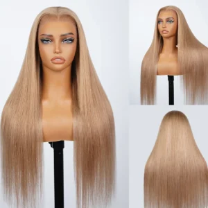 13x6 TRILL Milk Tea Brown Glueless Wigs Silky Straight with Drawstring 100% Human Hair Wig