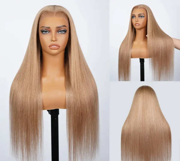 13x6 TRILL Milk Tea Brown Glueless Wigs Silky Straight with Drawstring 100% Human Hair Wig