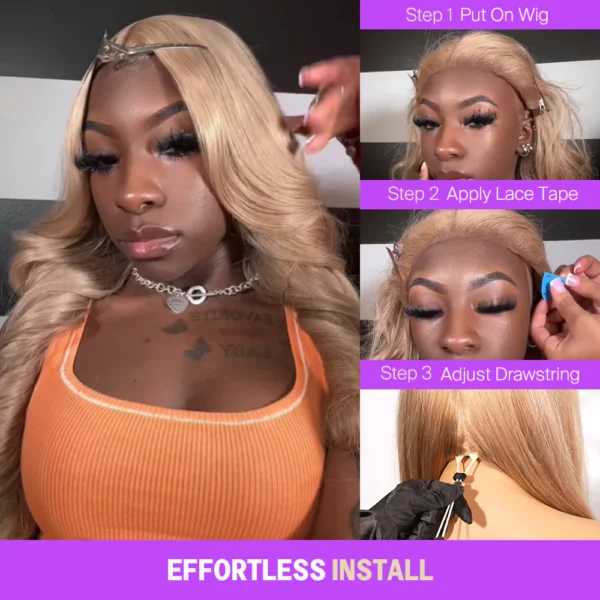 13x6 TRILL Milk Tea Brown Glueless Wigs Silky Straight with Drawstring 100% Human Hair Wig