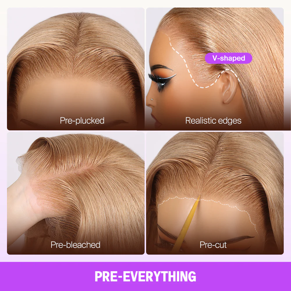 13x6 TRILL Milk Tea Brown Glueless Wigs Silky Straight with Drawstring 100% Human Hair Wig - Image 2