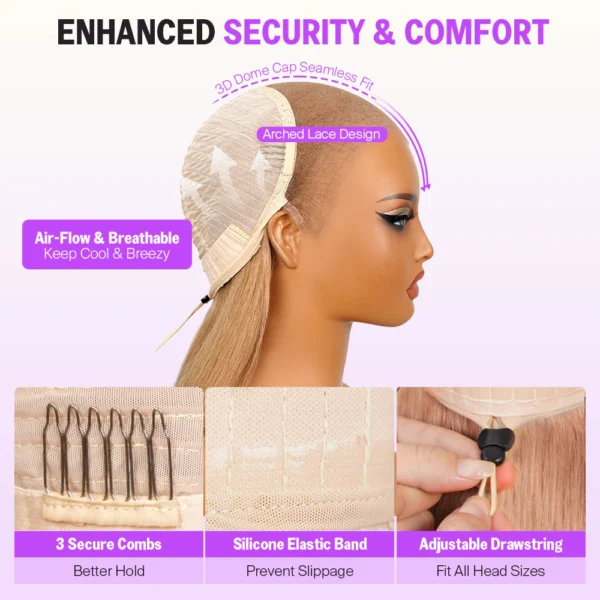 13x6 TRILL Milk Tea Brown Glueless Wigs Silky Straight with Drawstring 100% Human Hair Wig