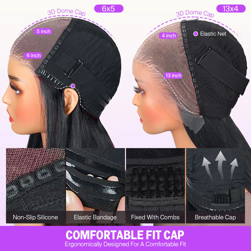 6x5 Invisible Knots & 13x4 Pre-All Glueless Auburn Highlights On Black Straight Bob Wigs Beginner Friendly - Image 7