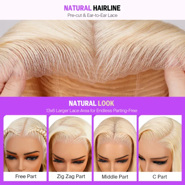 TRILL 13x6 Blonde To Pink Ombre Glueless Wigs Loose Body Wave With Drawstring 100% Human Hair