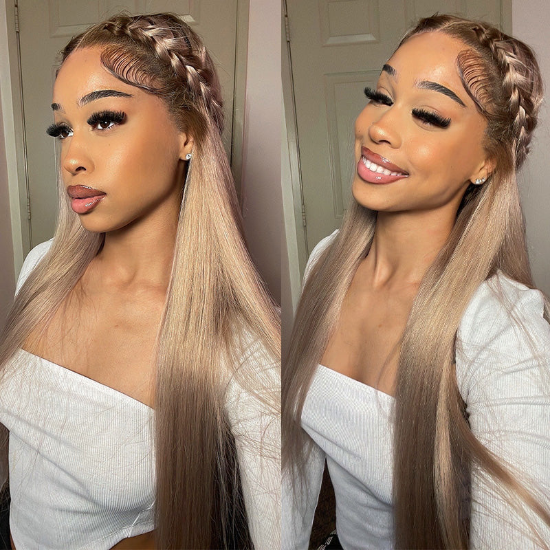 13x6 Ash Blonde Ombre TRILL Glueless Wigs Silky Straight With Drawstring 100% Human Hair Wig - Image 9