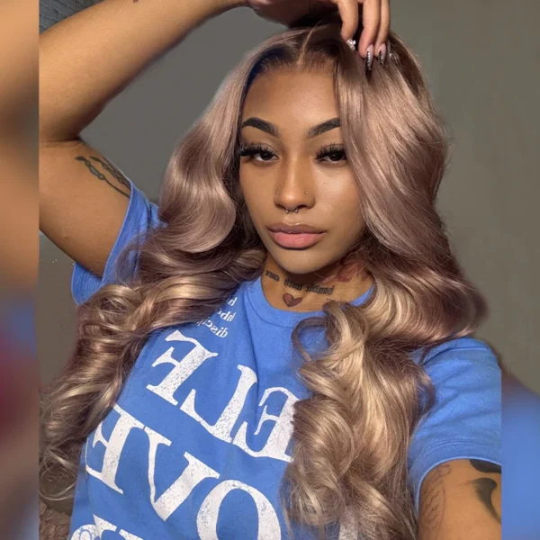 13x6 Ombre Strawberry Blonde Glueless Wigs Body Wave with Drawstring 100% Human Hair Wig