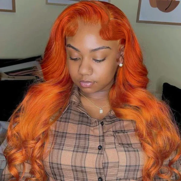 13x4 Lace Frontal TRILL Cosmic Orange Loose Body Wave Invisible Knots Natural Edges