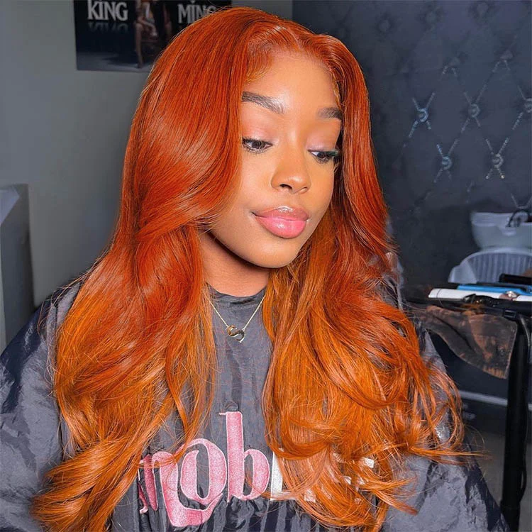 13x4 Lace Frontal TRILL Cosmic Orange Loose Body Wave Invisible Knots Natural Edges - Image 5