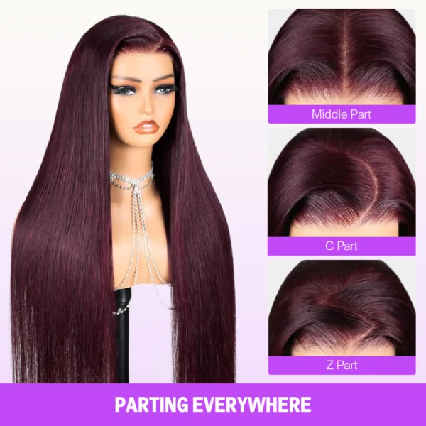 6x5 Invisible TRILL Knots & 13x4 Lace Frontal Dark Plum Body Wave Wigs Invisible knots Natural Hairline