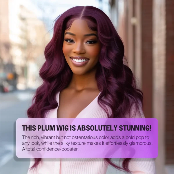 6x5 Invisible TRILL Knots & 13x4 Lace Frontal Dark Plum Body Wave Wigs Invisible knots Natural Hairline