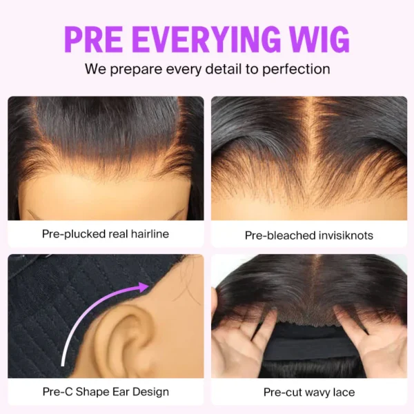 10x6 TRILL Pre-All Glueless Wig Water Wave Invisible Knots Natural Black Beginner Friendly