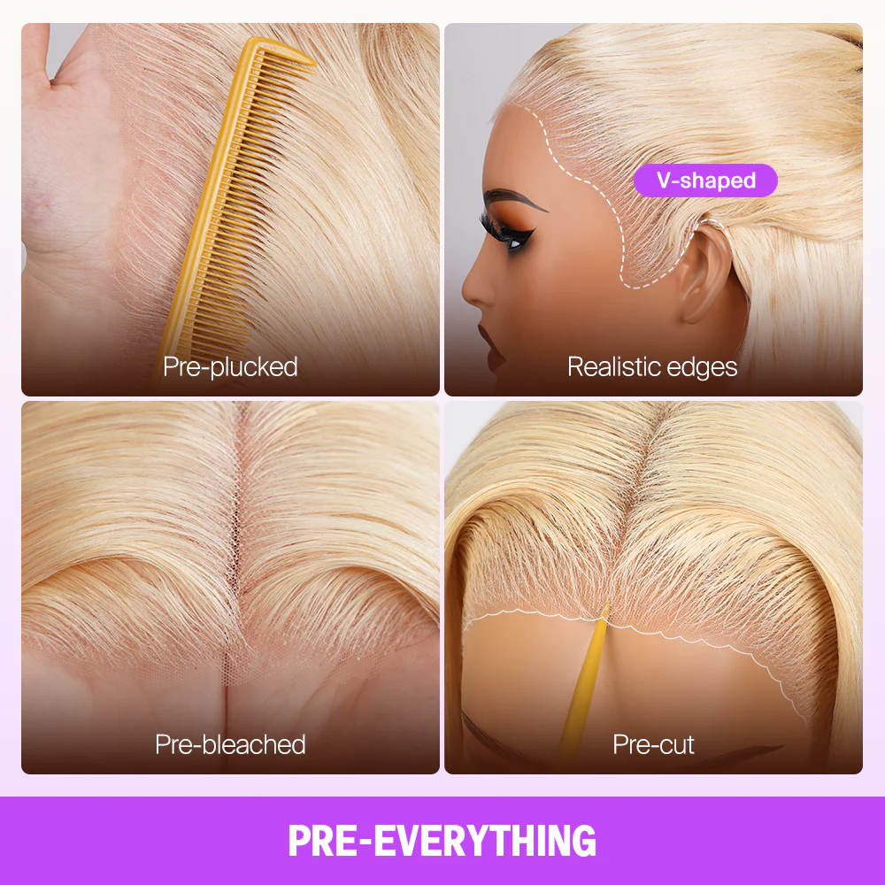 13x6 Blonde To Ash Grey Ombre Glueless Loose Body Wave With Drawstring 100% Human Hair - Image 6