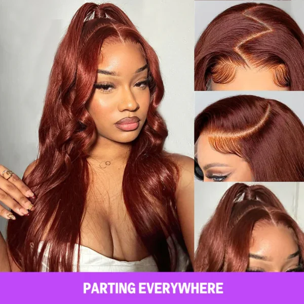 TRILL 13x4 Lace Frontal Reddish Brown Loose Body Wave Invisible Knots Natural Edges