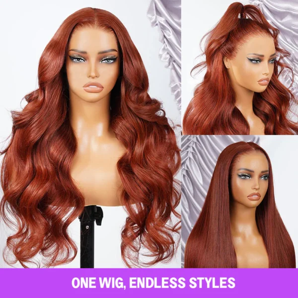 13x6 TRILL Reddish Brown Glueless Wigs Silky Straight With Drawstring 100% Human Hair Wig