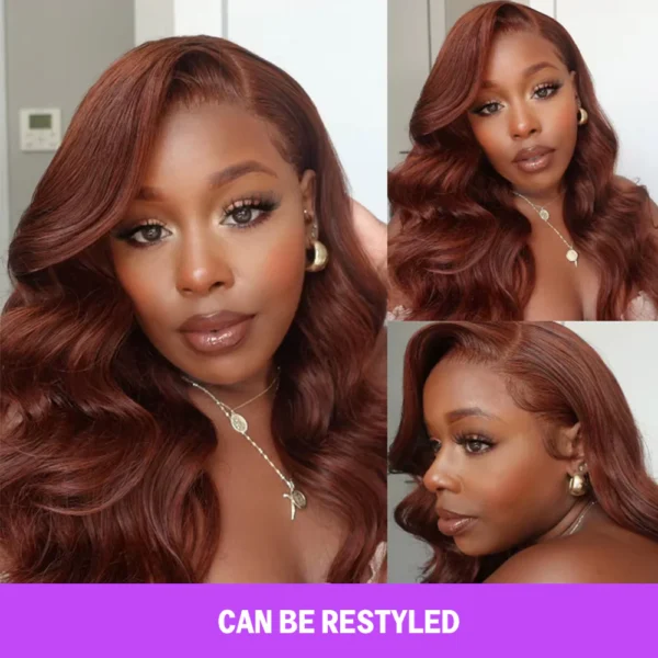 TRILL 13x4 Lace Frontal Reddish Brown Loose Body Wave Invisible Knots Natural Edges