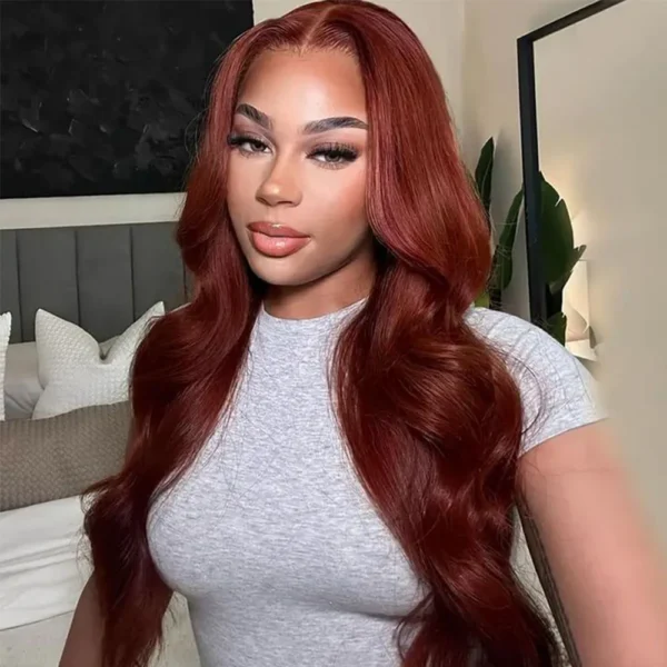 TRILL 13x4 Lace Frontal Reddish Brown Loose Body Wave Invisible Knots Natural Edges