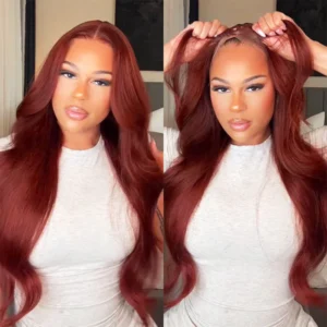 13x6 TRILL Reddish Brown Glueless Wigs Silky Straight With Drawstring 100% Human Hair Wig