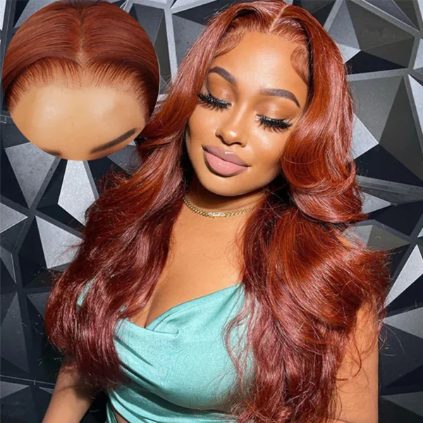 13x6 TRILL Reddish Brown Glueless Wigs Silky Straight With Drawstring 100% Human Hair Wig