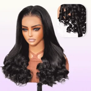 TRILL 13x6 Glueless Wig Straight Hair With Spiral Curly Ends With Drawstring Hold Curls Well