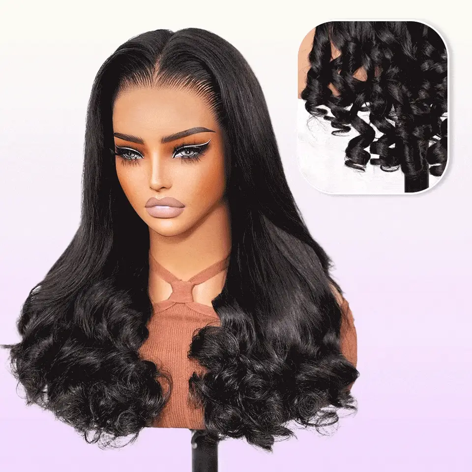 TRILL 13x6 Glueless Wig Straight Hair With Spiral Curly Ends With Drawstring Hold Curls Well