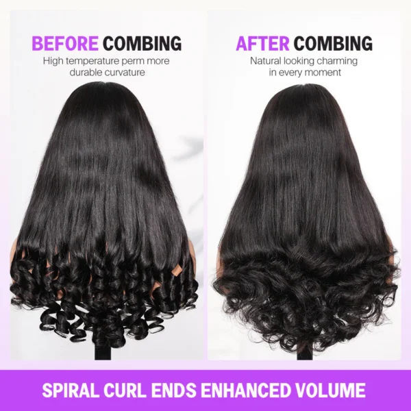 TRILL 13x6 Glueless Wig Straight Hair With Spiral Curly Ends With Drawstring Hold Curls Well