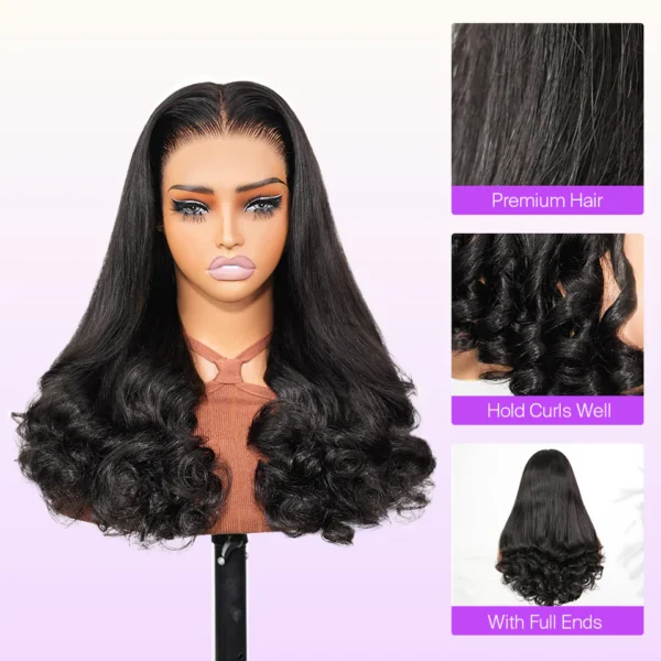 TRILL 13x6 Glueless Wig Straight Hair With Spiral Curly Ends With Drawstring Hold Curls Well