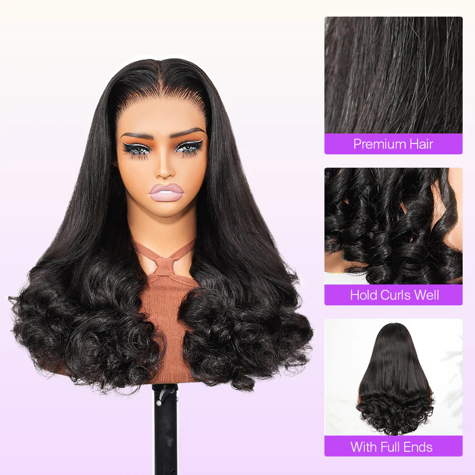 TRILL 13x6 Glueless Wig Straight Hair With Spiral Curly Ends With Drawstring Hold Curls Well - Image 3