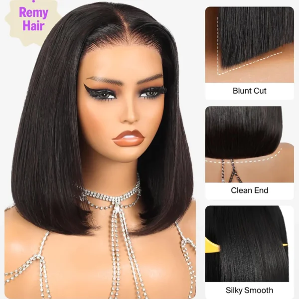 13x4 Lace Frontal Straight Bob Invisible TRILL Knots Natural Black Natural Hairline