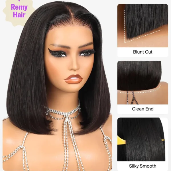TRILL 13x4 Pre-All Glueless Straight Bob Invisible Knots Natural Black Natural Hairline
