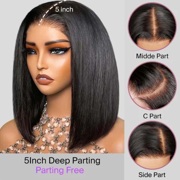 13x5 Pre-All TRILL Glueless Straight Bob Invisible Knots Natural Black Beginner Friendly