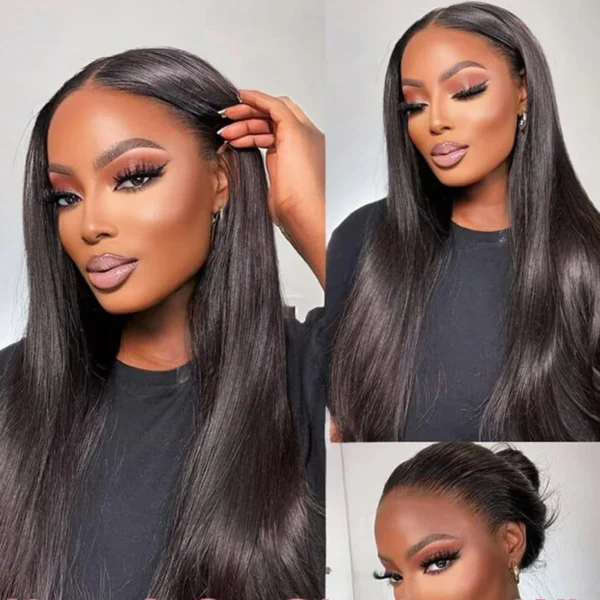 TRILL Glueless Wig Straight With Drawstring Natural Black 100% Human Hair Wig