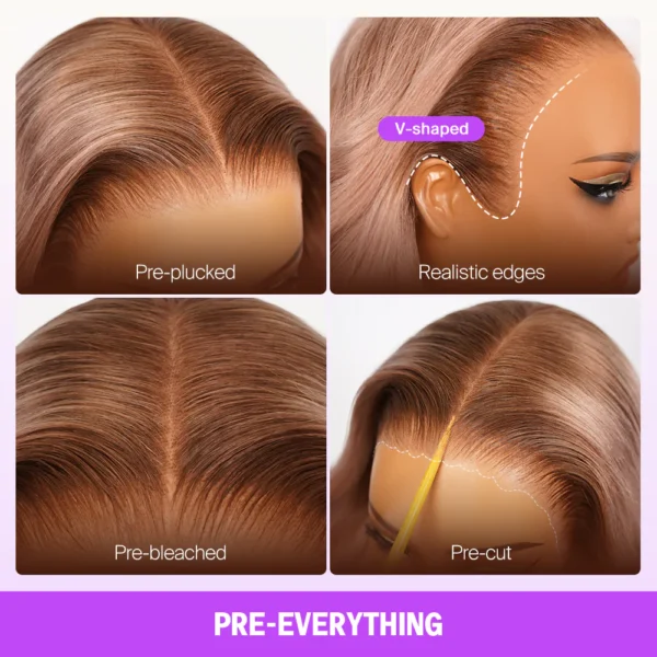 13x6 Ombre Strawberry Blonde Glueless Wigs Body Wave with Drawstring 100% Human Hair Wig