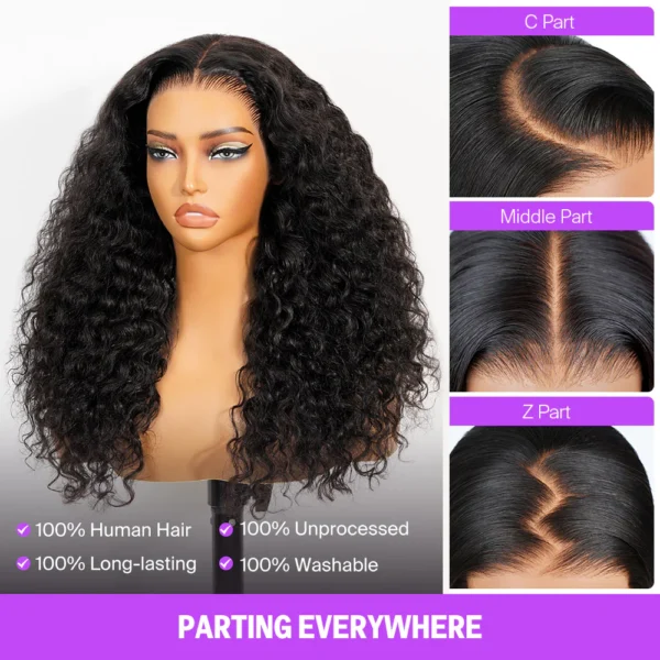 6x5 Invisible Knots TRILL Glueless Water Wave Wigs Realistic Hairline Natural Black Beginner Friendly