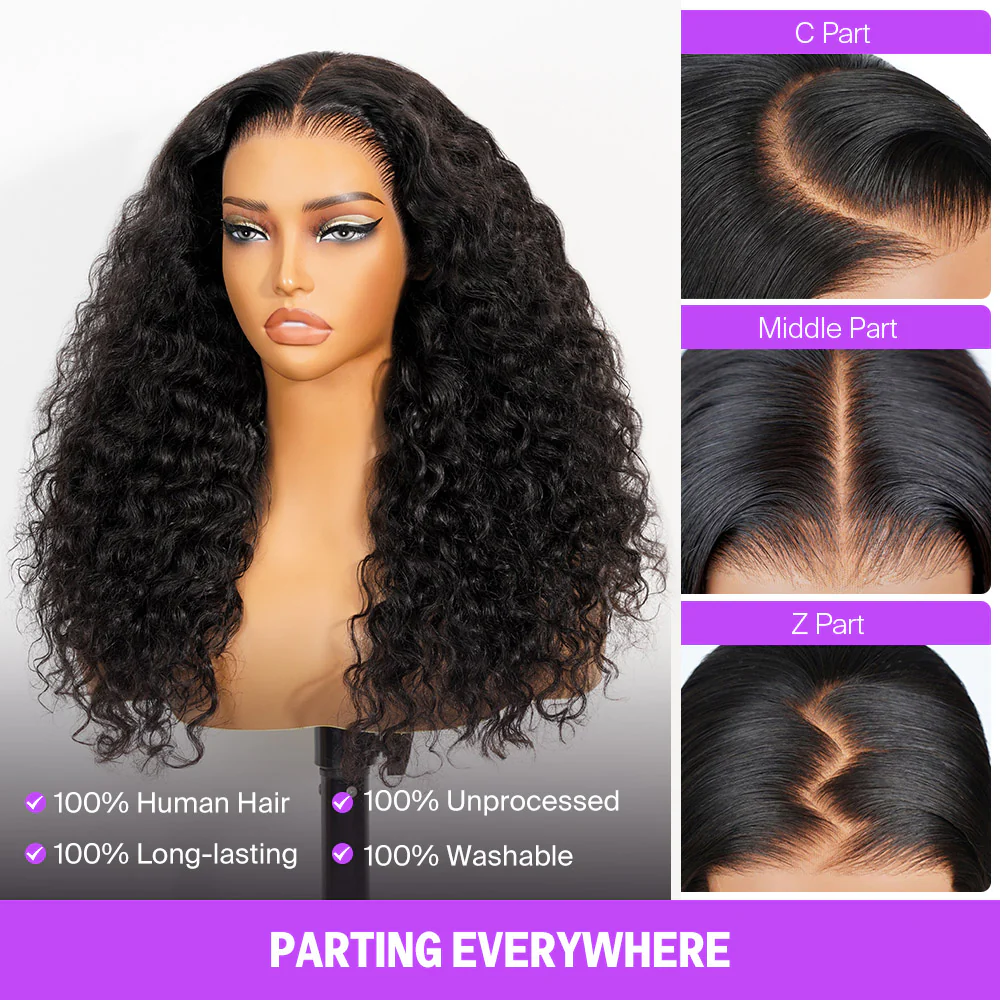 6x5 Invisible Knots TRILL Glueless Water Wave Wigs Realistic Hairline Natural Black Beginner Friendly - Image 3