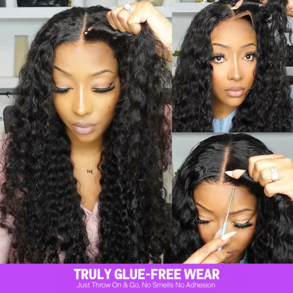 TRILL 3D Lace Half Wig Glueless Water Wave Hair With Breathable Dome Cap 6Inch Deep Parting