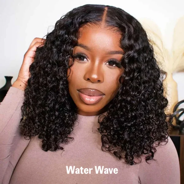 13x5 Pre-All Glueless TRILL Water Wave Bob Invisible Knots Natural Black Beginner Friendly