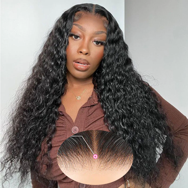 6x5 Invisible Knots TRILL Glueless Water Wave Wigs Realistic Hairline Natural Black Beginner Friendly