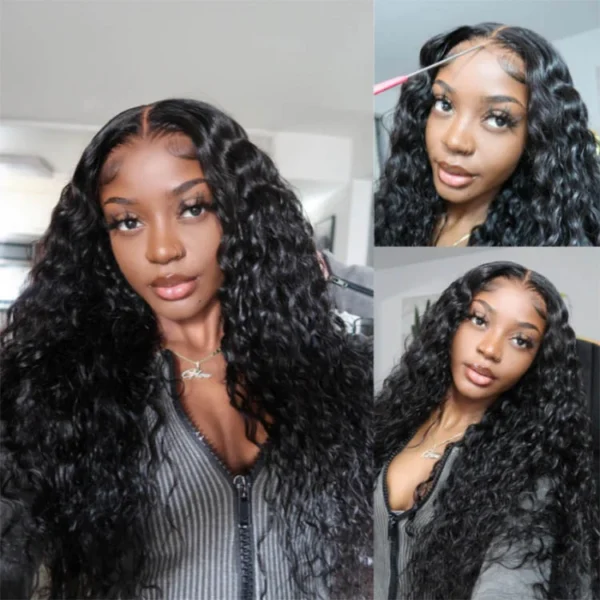 6x5 Invisible Knots TRILL Glueless Water Wave Wigs Realistic Hairline Natural Black Beginner Friendly