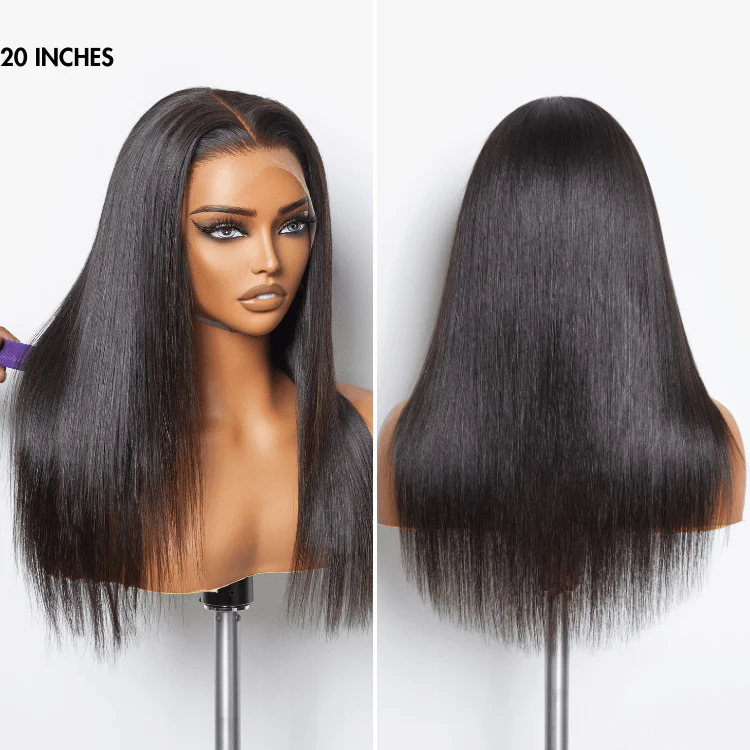 Super Natural Hairline Silky Straight Glueless 13x4 Frontal Lace Wig Human Hair Pre-Cut Lace - Image 4