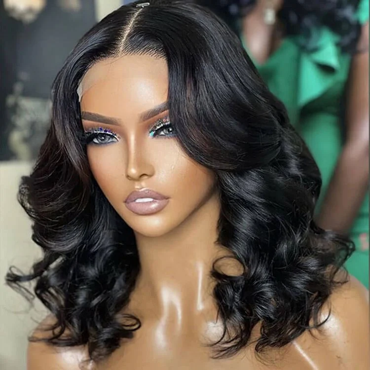 1 SEC INSTALL WIG | Gorgeous Natural Black Loose Wave 5x5 Closure Lace Glueless Short Wig 100% Human Hair | Large & Small Cap Size - Image 7