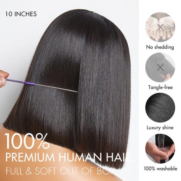 TRILL Wigs | Super Natural Hairline Silky Blunt Cut Bob Glueless 13x4 Frontal Lace Human Hair Short Wig Pre-Cut Lace