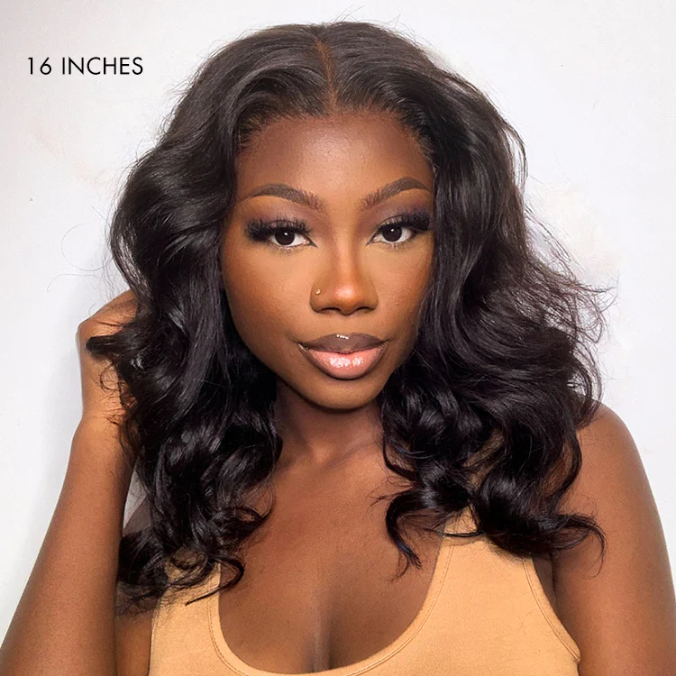 1 SEC INSTALL WIG | Gorgeous Natural Black Loose Wave 5x5 Closure Lace Glueless Short Wig 100% Human Hair | Large & Small Cap Size - Image 4