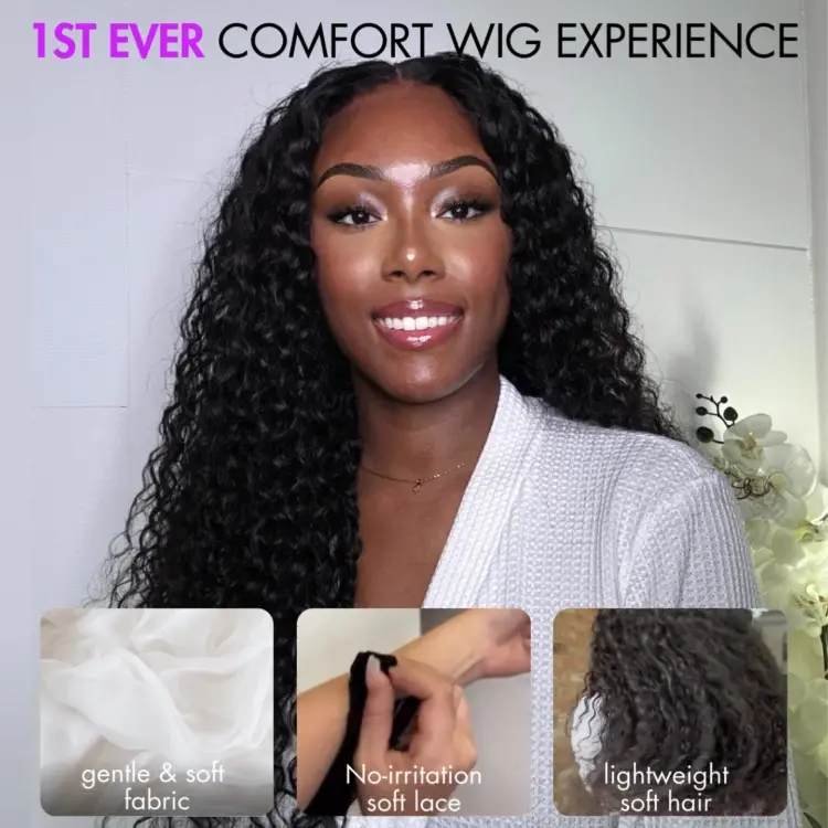 TRILL Scalp Care Wigs | Effortless Water Wave Snugfit Glueless 5x5 Closure Pre-Cut Lace Curly Wig - Image 2
