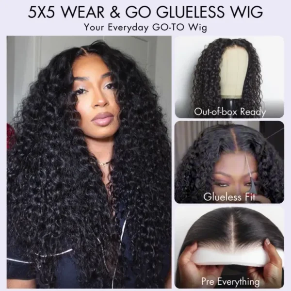 TRILL Scalp Care Wigs | Effortless Water Wave Snugfit Glueless 5x5 Closure Pre-Cut Lace Curly Wig