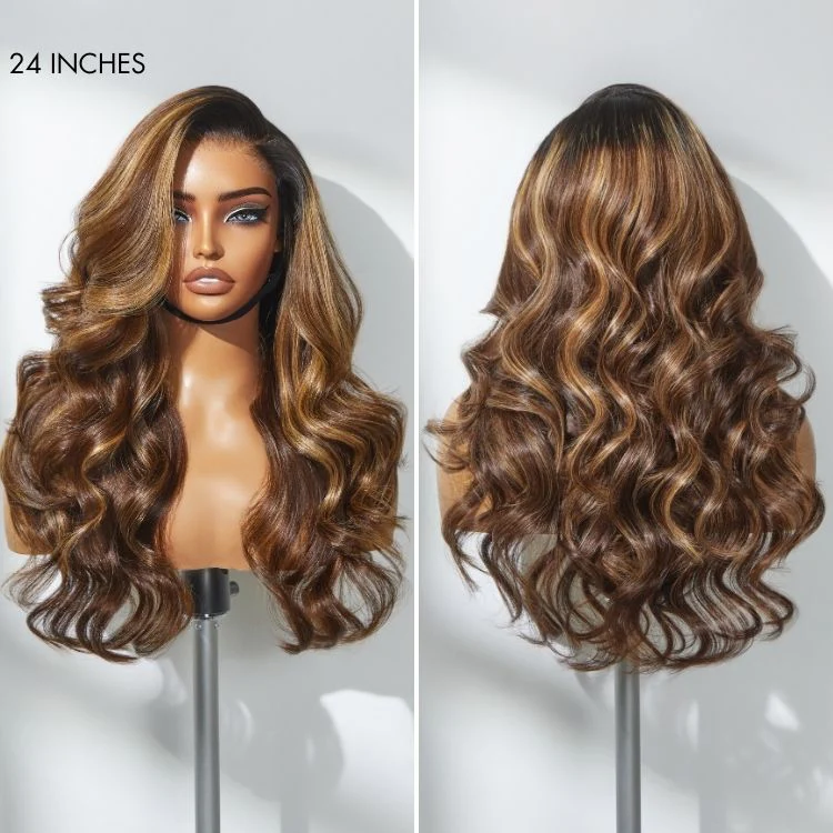 TRILL Wig 180% Density Blonde Highlight Loose Body Wave 7x6 Closure HD Lace Human Hair Wig Pre-Cut Lace - Image 3